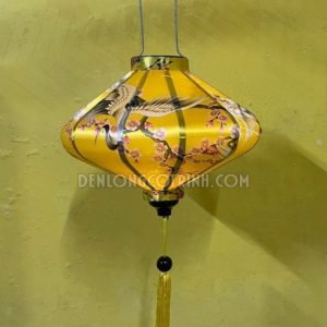 Đèn Lồng Vải Phi Họa Tiết Hoa Đào Và Chim Hạc 3D04