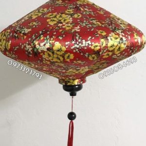 Đèn Lồng Vải Phi Họa Tiết Hoa Mai Vàng 3D07
