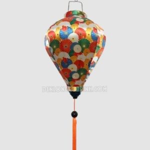 Đèn Lồng Vải Phi Họa Tiết Hoa 7 Sắc 3D08