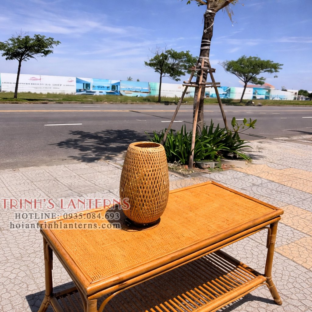 Đèn mây tre để bàn thủ công cao cấp trang trí nội thất